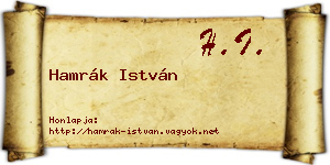 Hamrák István névjegykártya